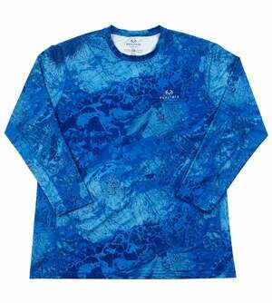 Realtree Fishing WAV3 Camo Blue Long Sleeve Performance Fishing Shirt